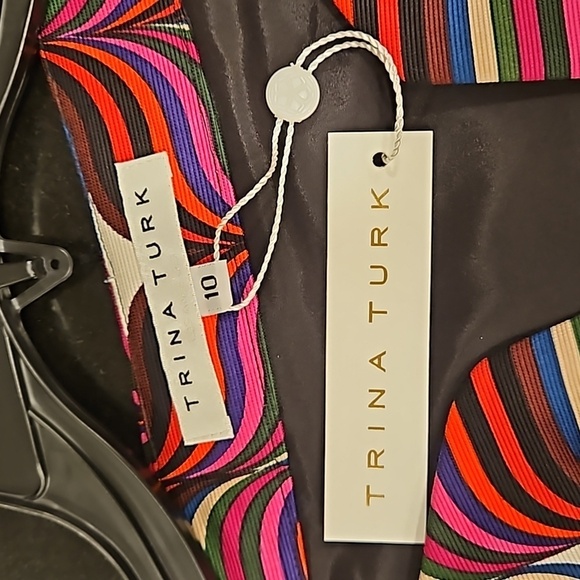 💕TRINA TURK💕 The Kindle Dress ~ Ribbon Print Stretch Faille 10 NWT - Picture 10 of 12